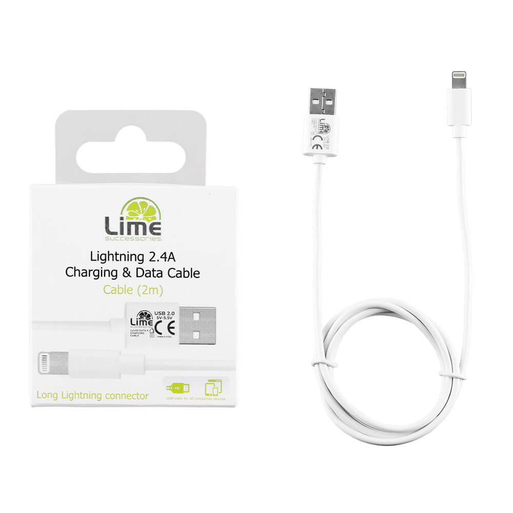 LIME USB TO LIGHTNING 2.4A 2m LUL02 Καλώδια-Λοιπά Αξεσουάρ Κινητής